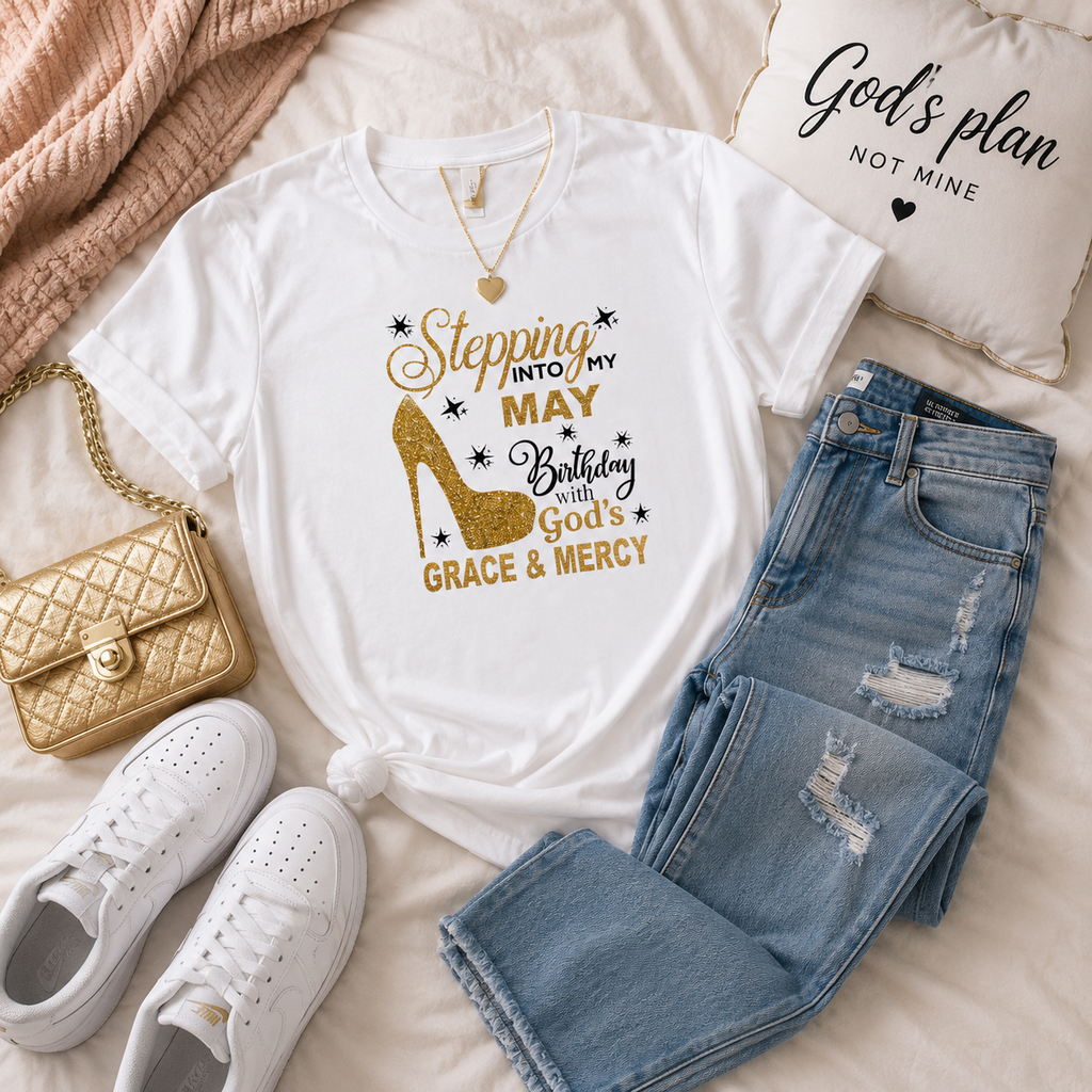 Stepping Into My June Birthday With God's Grace & Mercy Tee – Birthday Season Activated